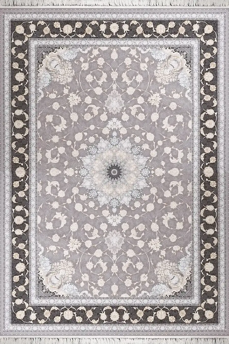 فرش بهشتی تبریز 700 شانه کلکسیون پارمیس کد 3307 زمینه نقره ای (برجسته)