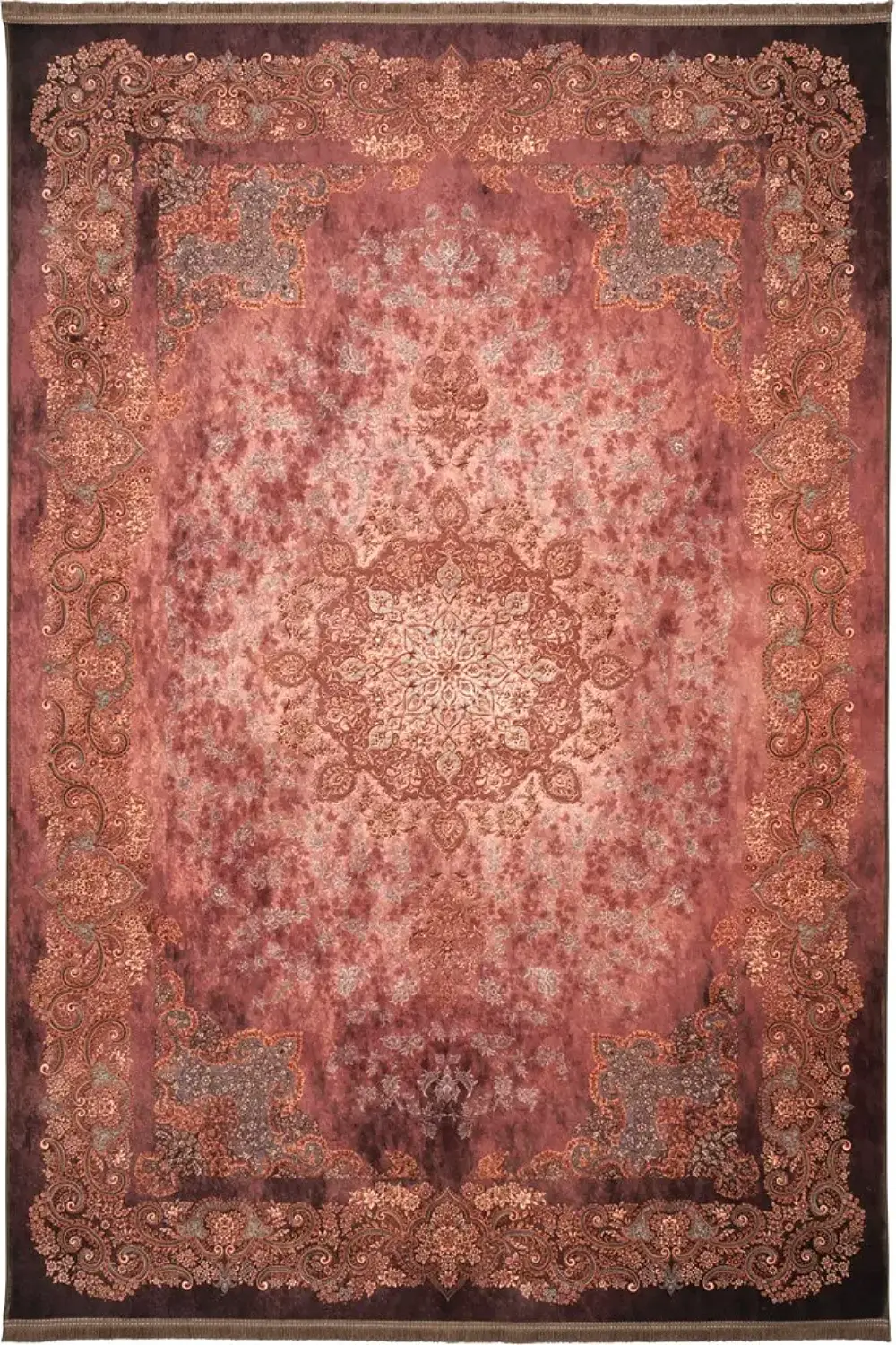 فرش محتشم کهنه نما 1200 شانه کد 300631 زمینه خاکستری (غیربرجسته)