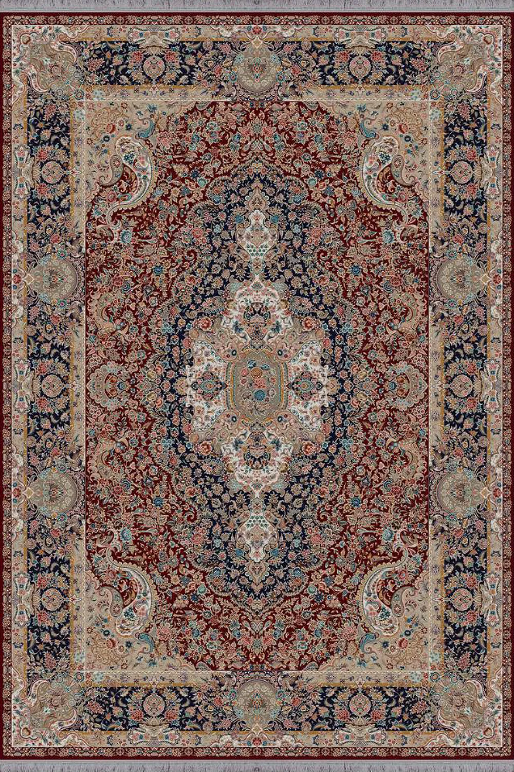 فرش آراد 1500 شانه کلکسیون کاسیان طرح سالاری زمینه لاکی (برجسته)