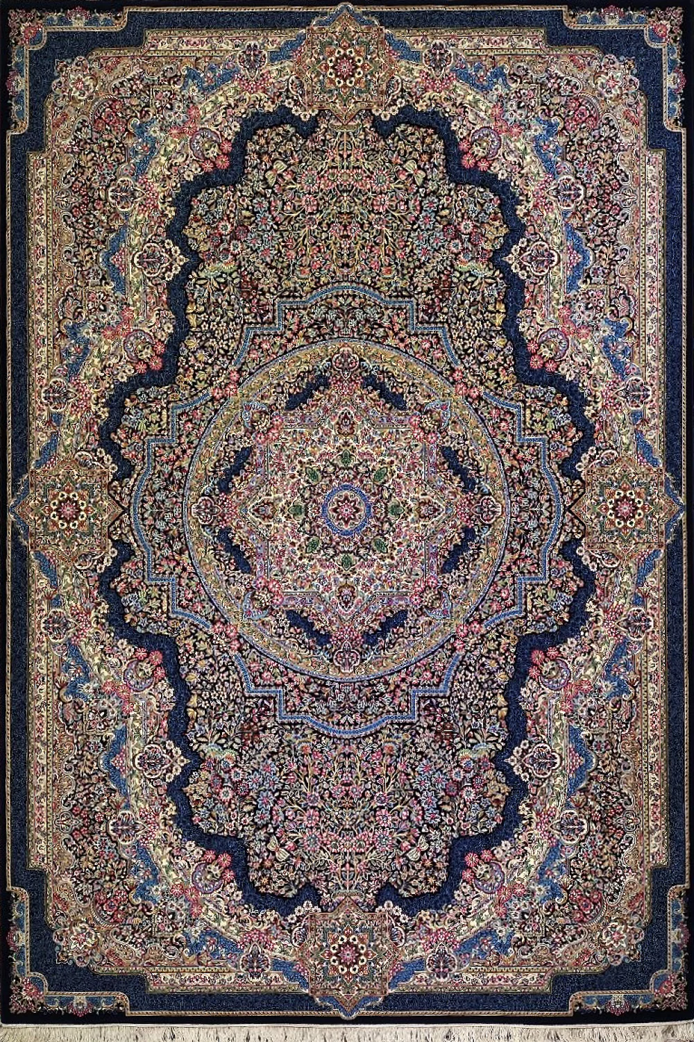 فرش ستاره کویر یزد 500 شانه کلکسیون ایساتیس کد I64 زمینه 8099 (غیربرجسته)