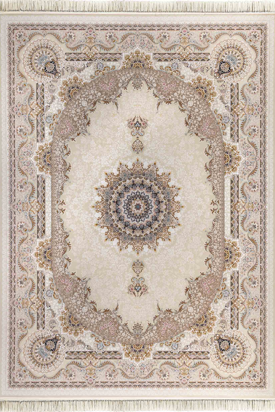 فرش داریوش 1500 شانه کلکسیون مینیاتور کد D1552 زمینه کرم (برجسته)