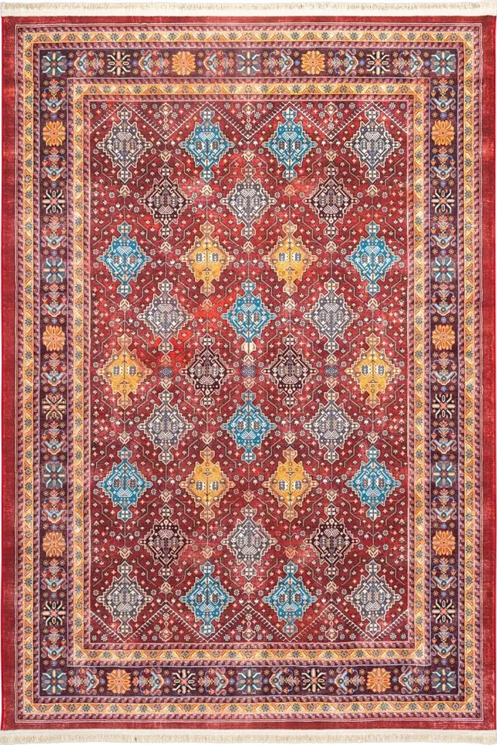 فرش محتشم 1000 شانه کلکسیون سنتی کد 25CS0190 زمینه عنابی (غیربرجسته)