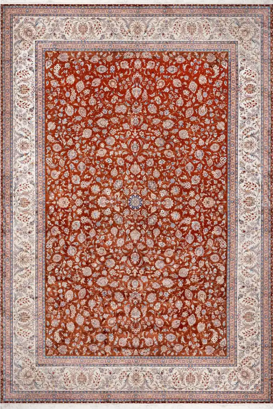 فرش بهشتی 1200 شانه ابریشمی کلکسیون ماهور کد 5506 زمینه رناسی (برجسته)