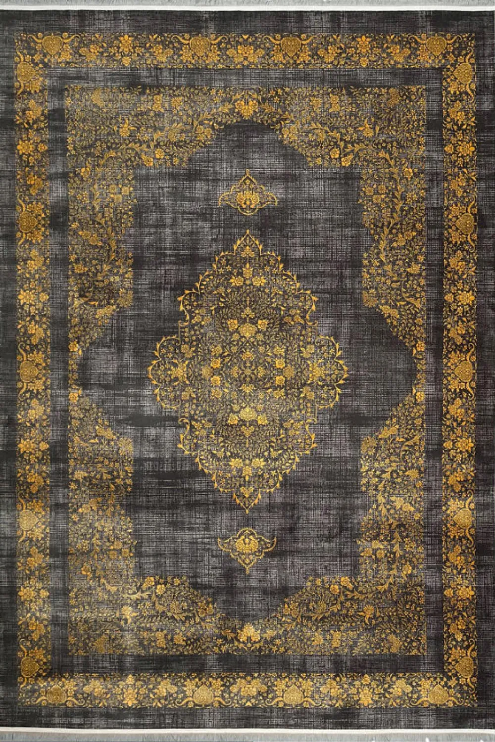 فرش مهدیان 700 شانه کلکسیون دینارسو کد 70022 زمینه طلایی (برجسته)