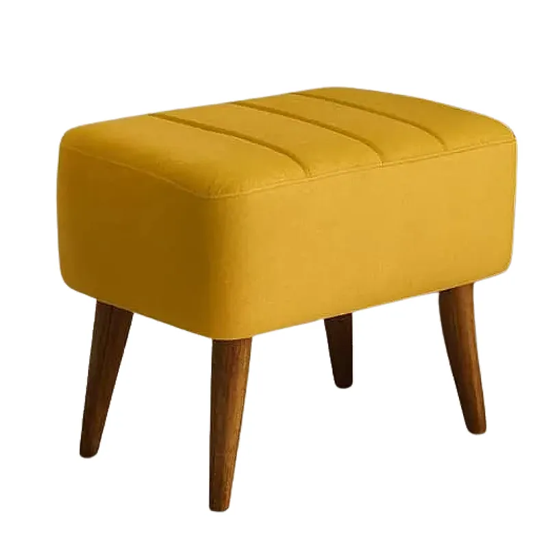 پاف نیمکت نشسته دو نفره پایه چوبی رنگ خردلی