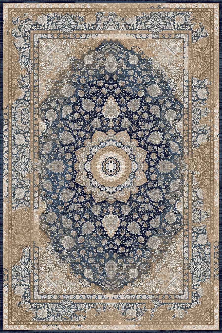 فرش ستاره کویر یزد 1000 شانه کلکسیون عالی قاپو کد HA51L زمینه 3096 (برجسته)