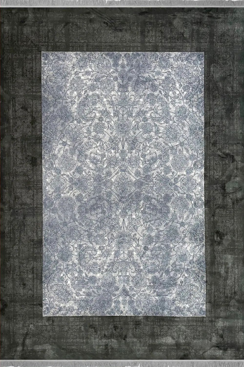 فرش مهدیان 700 شانه کلکسیون دینارسو کد 70015 زمینه ذغالی-آبی (برجسته)