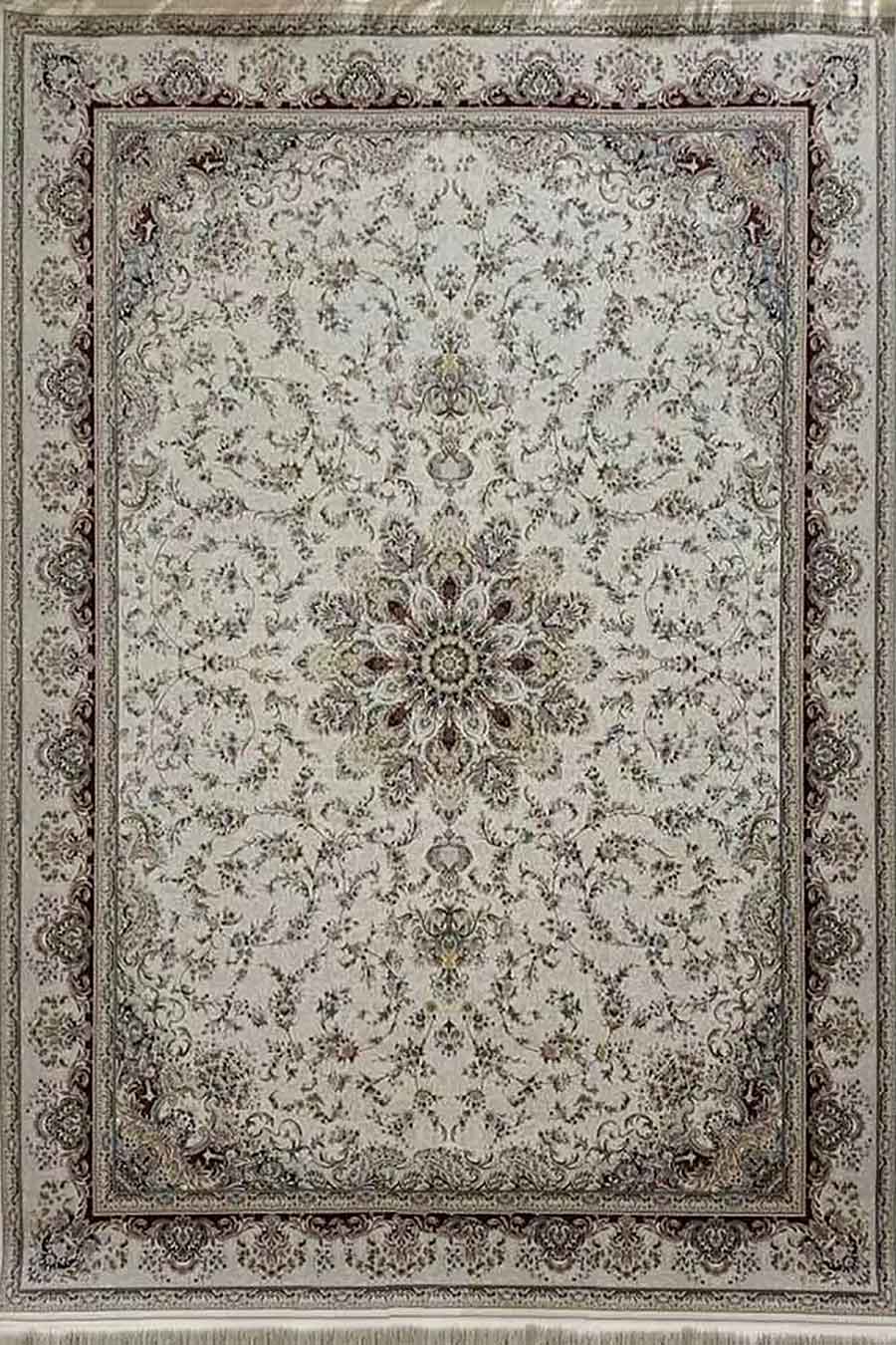 فرش نگین مشهد 1500 شانه کد 1518 زمینه کرم (برجسته)