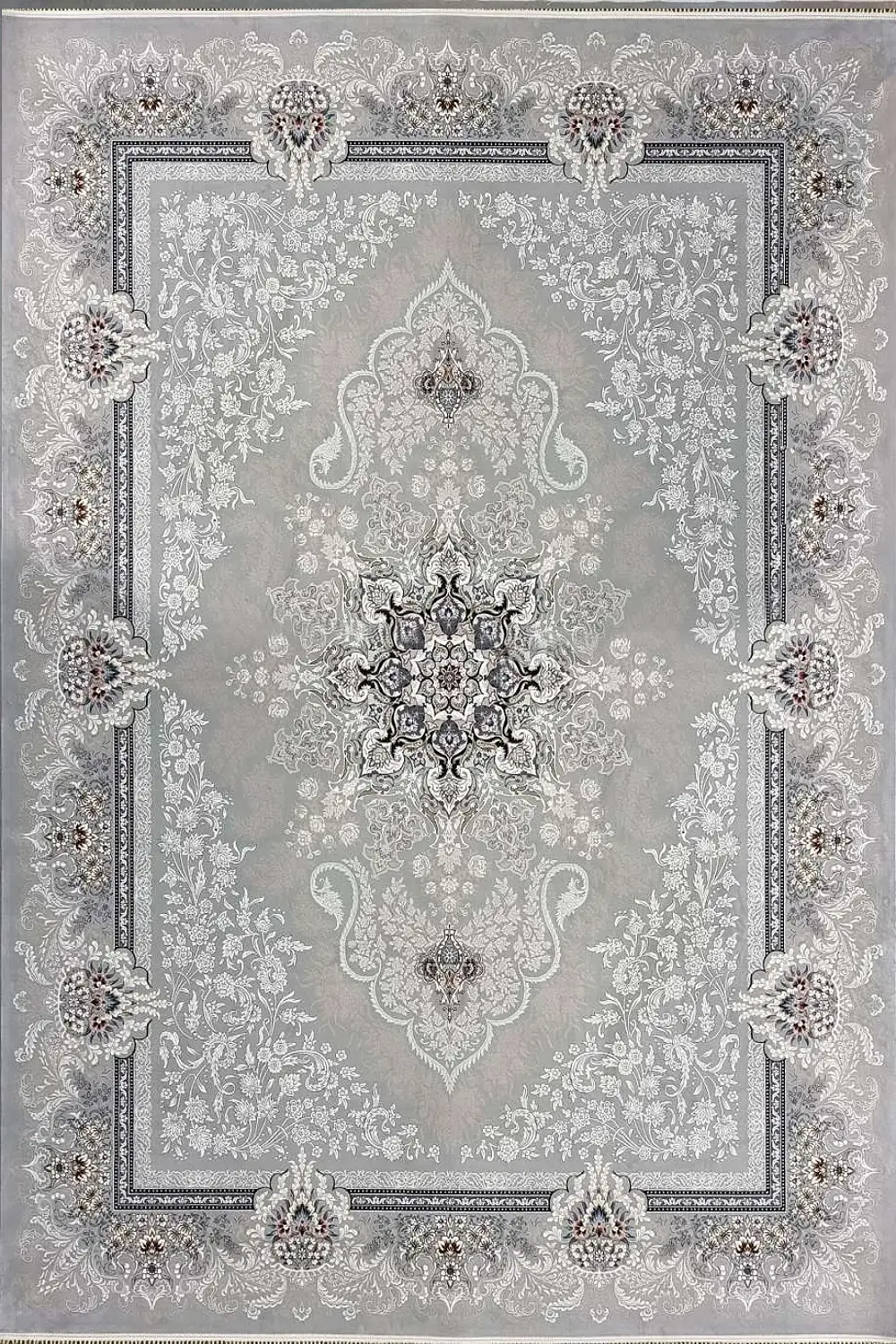 فرش کاشان 700 شانه طرح دنیز زمینه فیلی (غیربرجسته)