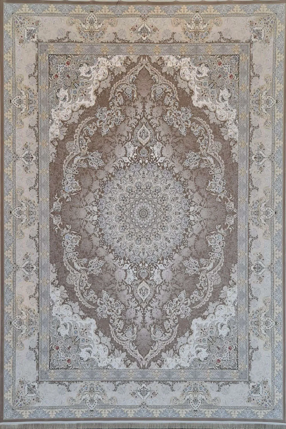 فرش آینده 1500 شانه کلکسیون آوان طرح محوا زمینه شکلاتی (برجسته)