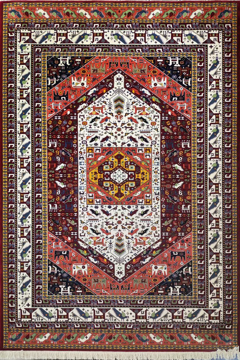 فرش ستاره کویر یزد 700 شانه کلکسیون شاهکار نوین کد N58 زمینه 2550 (غیربرجسته)