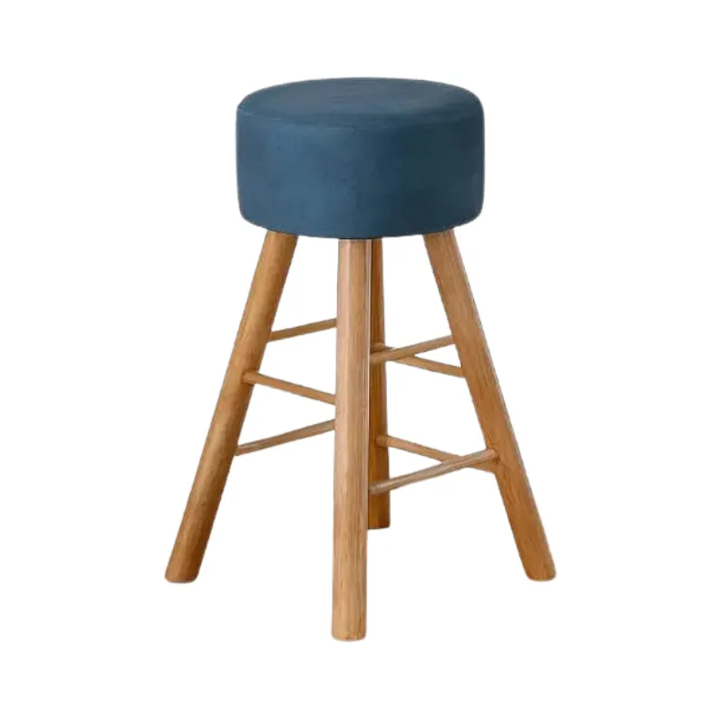 پاف صندلی نشسته پایه چوبی رنگ سورمه ای