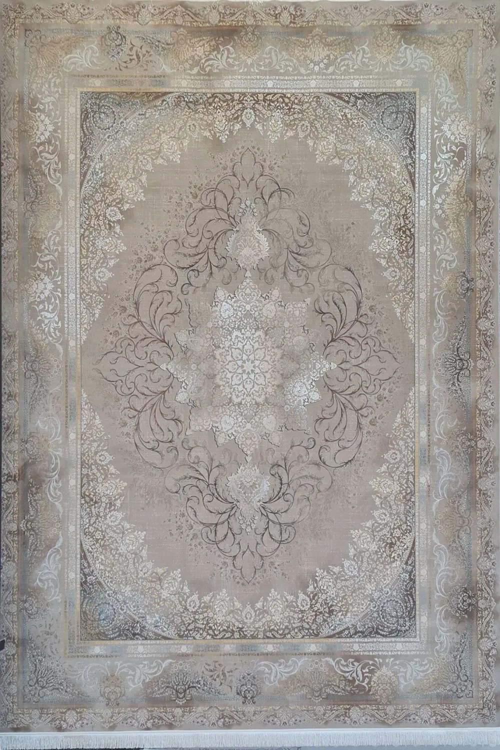 فرش آینده 1500 شانه کلکسیون روشا طرح روناک وین زمینه نسکافه ای (برجسته)