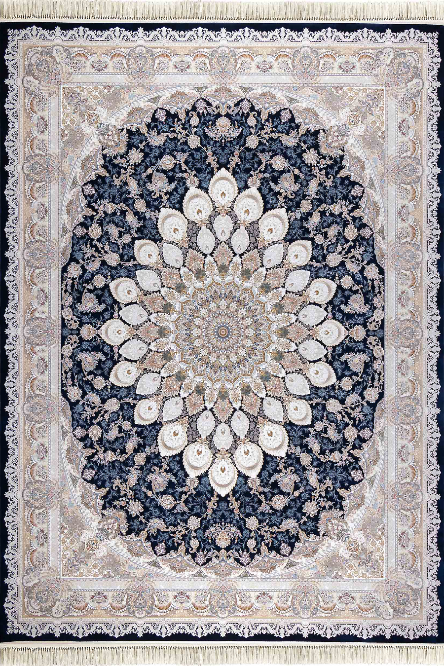 فرش داریوش 1500 شانه کلکسیون مینیاتور کد D1541 زمینه سورمه ای (برجسته)