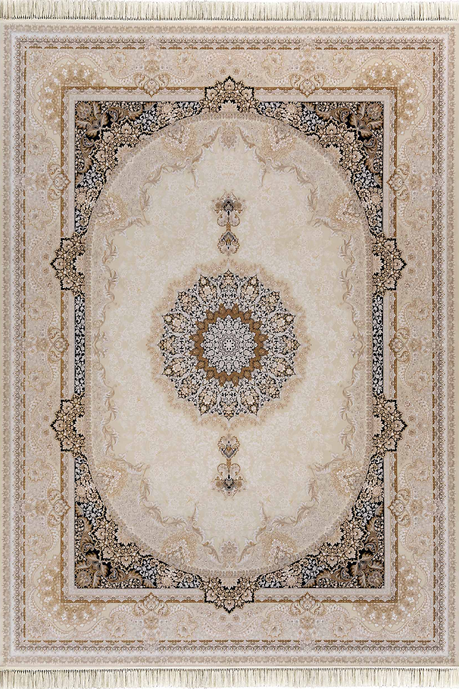 فرش داریوش 1500 شانه کلکسیون مینیاتور کد D1557 زمینه کرم (برجسته)