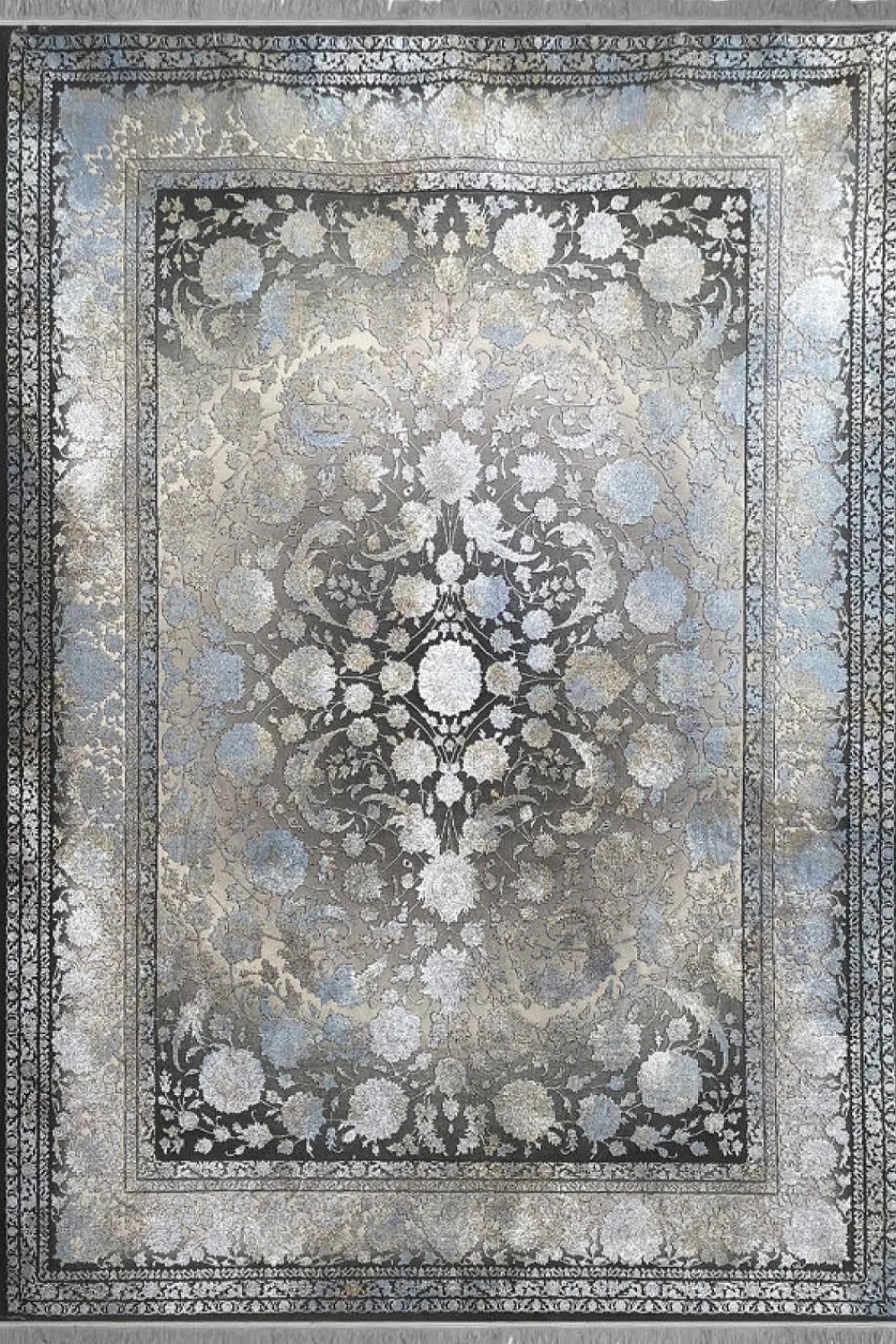 فرش مهدیان 700 شانه کلکسیون دینارسو کد 70017 زمینه ذغالی (برجسته)