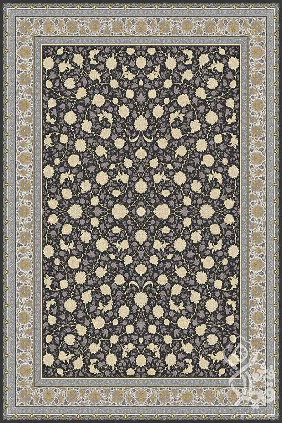 فرش قیطران 1200 شانه مروارید طرح الیکا زمینه طوسی فیلی | فرش ماشینی گل برجسته قیطران با قیمت کارخانه
