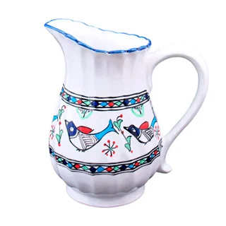 پارچ سنتی دسته دار نقش مرغی رنگی