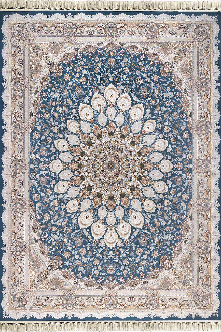 فرش داریوش 1500 شانه کلکسیون مینیاتور کد D1541 زمینه آبی (برجسته)