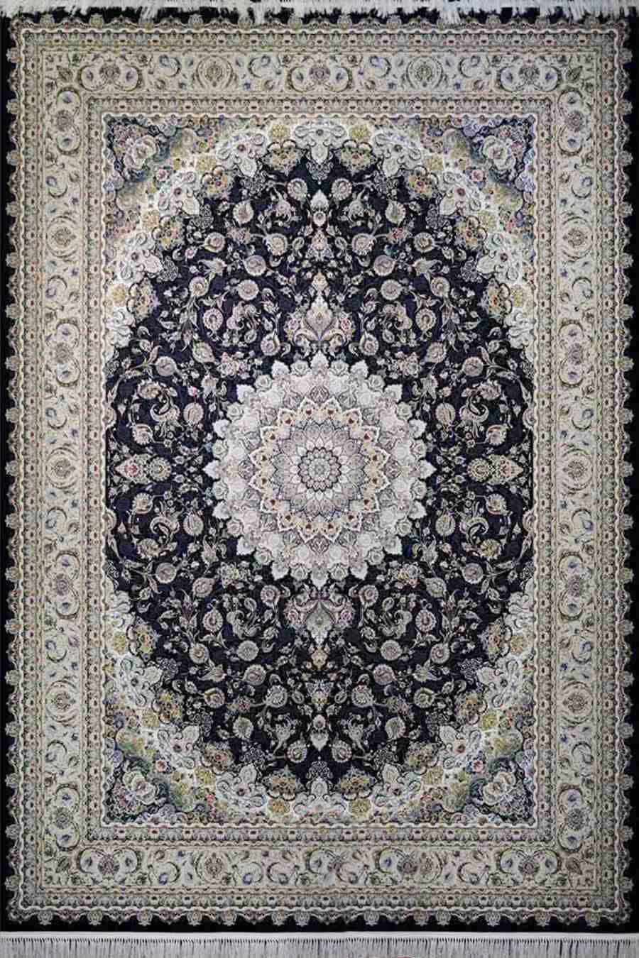 فرش مشهد 1500 شانه کد 814007 زمینه سورمه ای