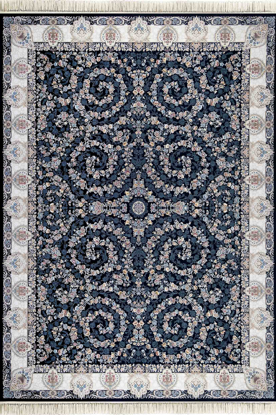 فرش داریوش 1500 شانه کلکسیون مینیاتور کد D1544 زمینه سورمه ای (برجسته)