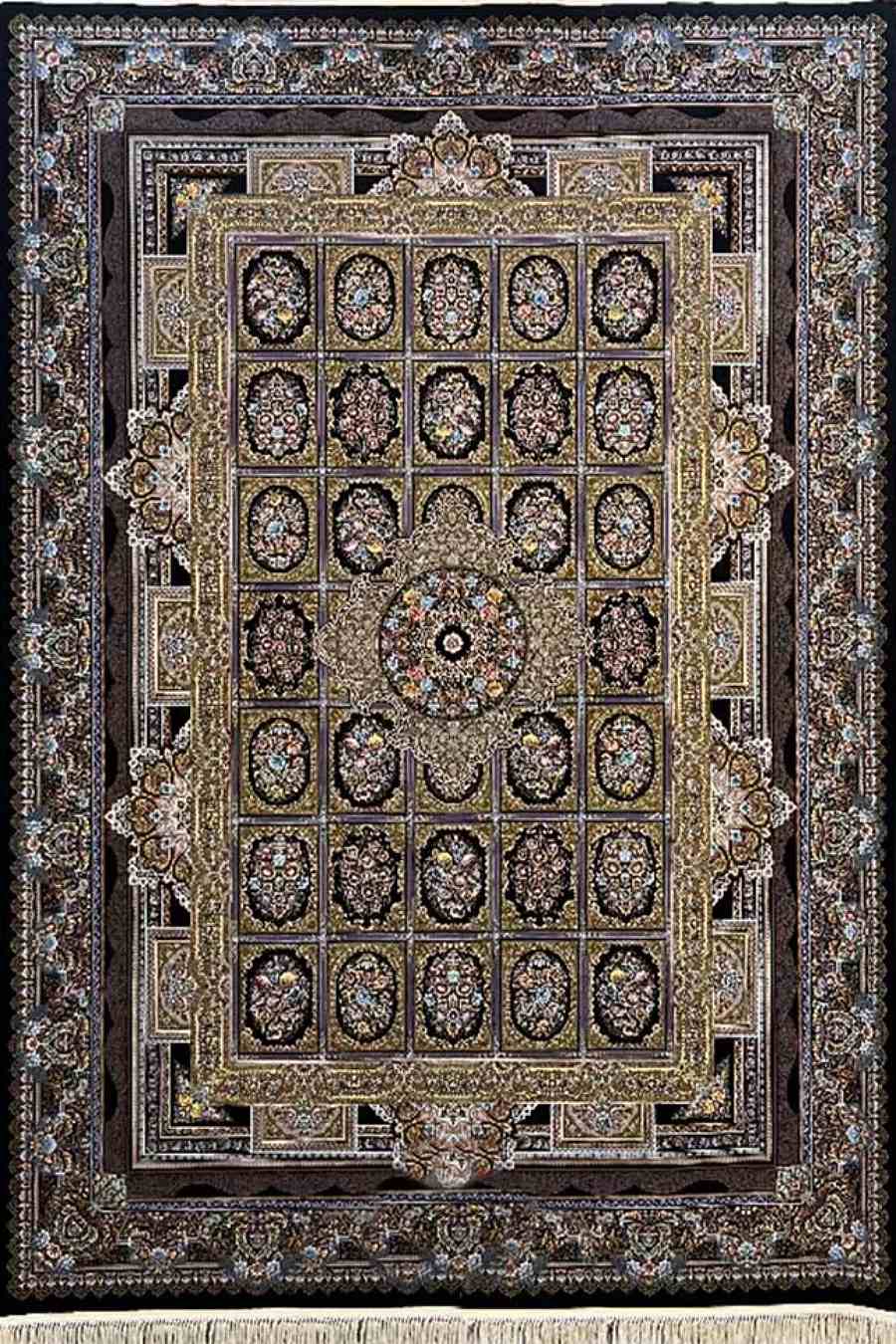 فرش مشهد 1500 شانه کد 815050 زمینه سورمه ای