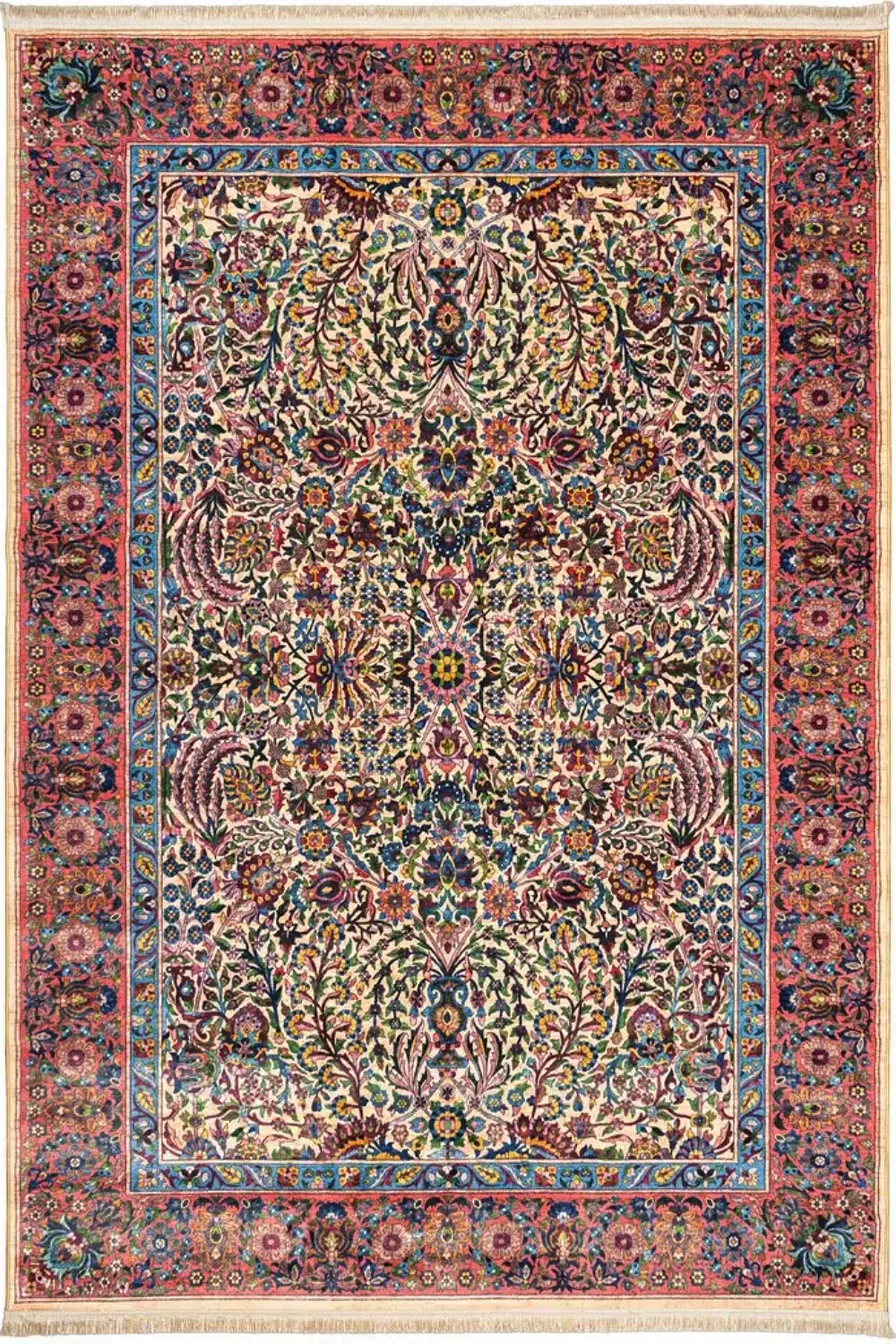 فرش محتشم 1000 شانه کلکسیون سنتی کد 900408 زمینه کرم (غیربرجسته)