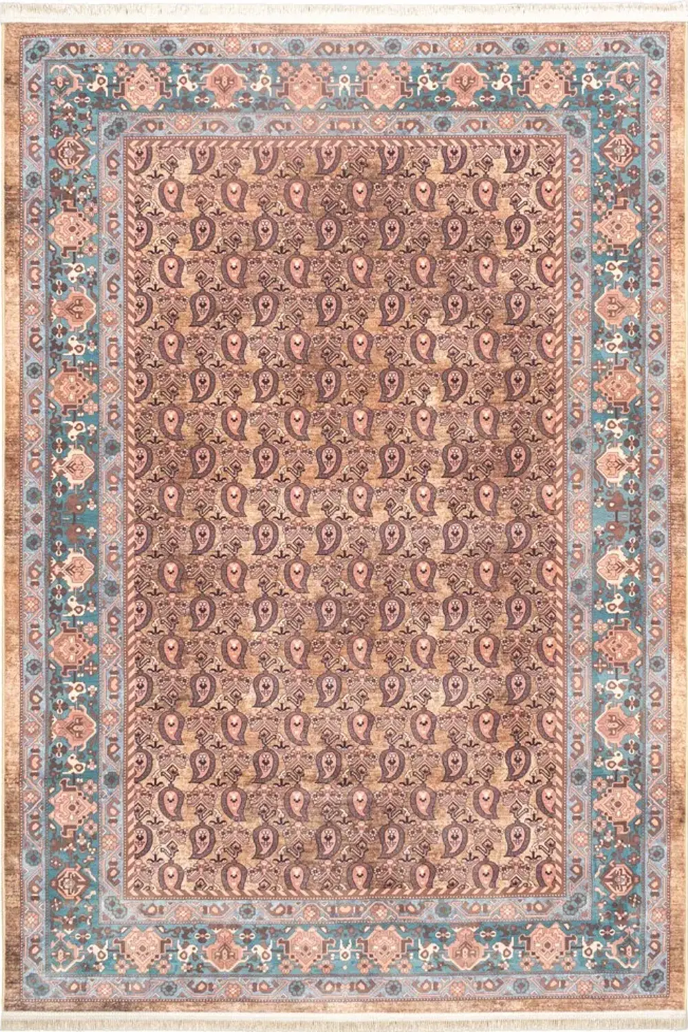 فرش محتشم 1000 شانه کلکسیون سنتی کد 25CS0160 زمینه نسکافه ای (غیربرجسته)