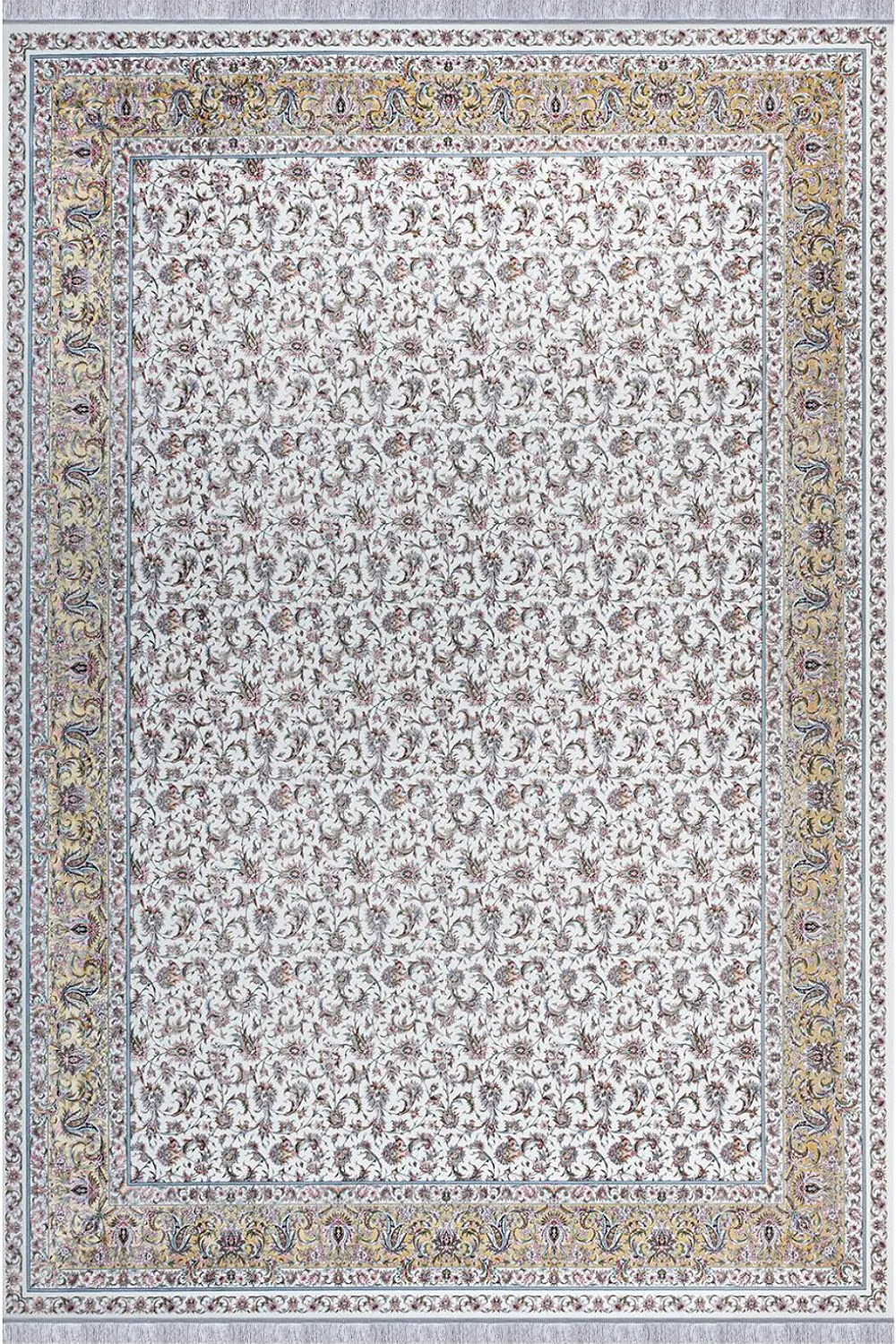 فرش مهدیان 1500 شانه کلکسیون والری کد 50401 زمینه کرم (برجسته)