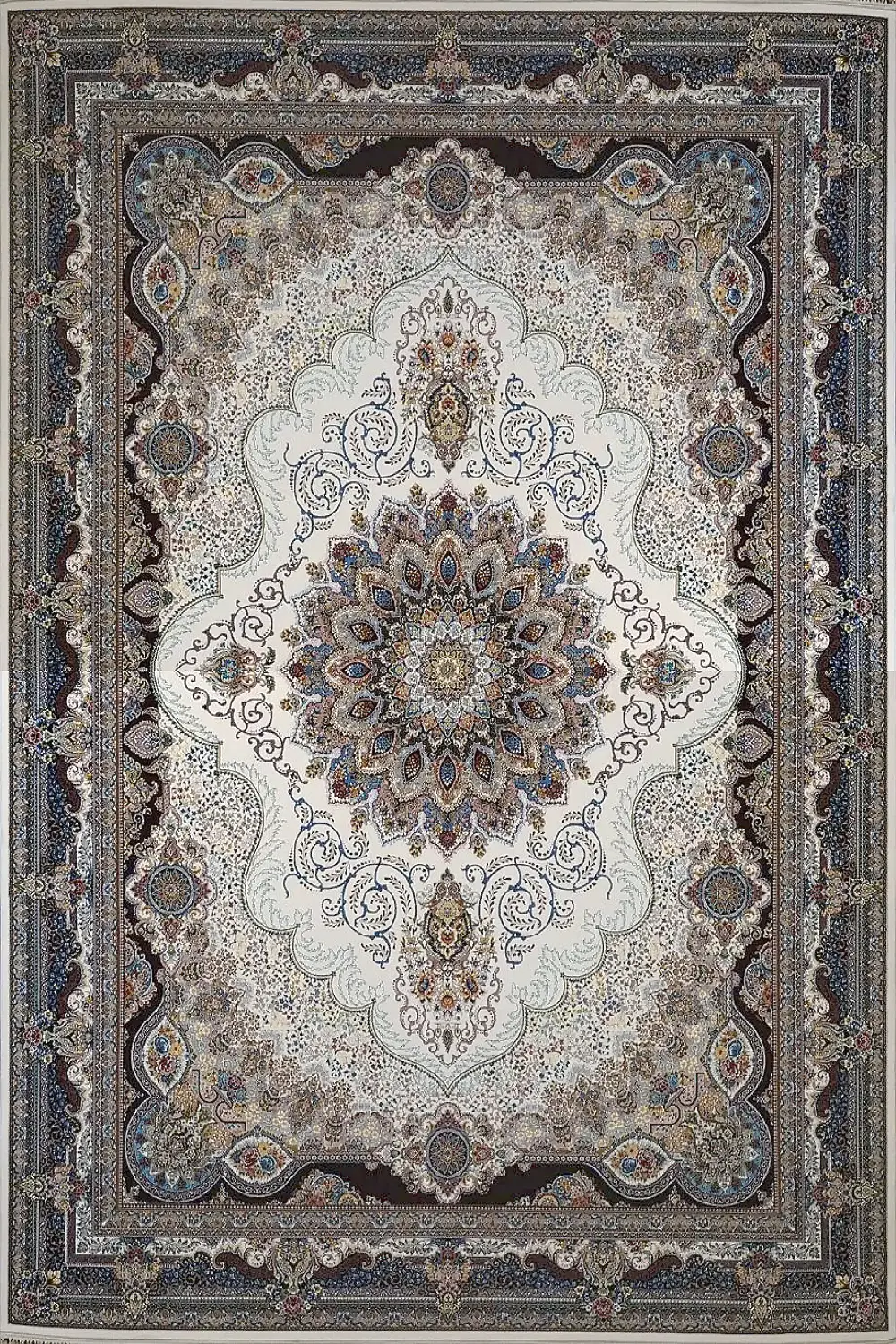 فرش کاشان 700 شانه طرح آریامهر زمینه کرم (غیربرجسته)