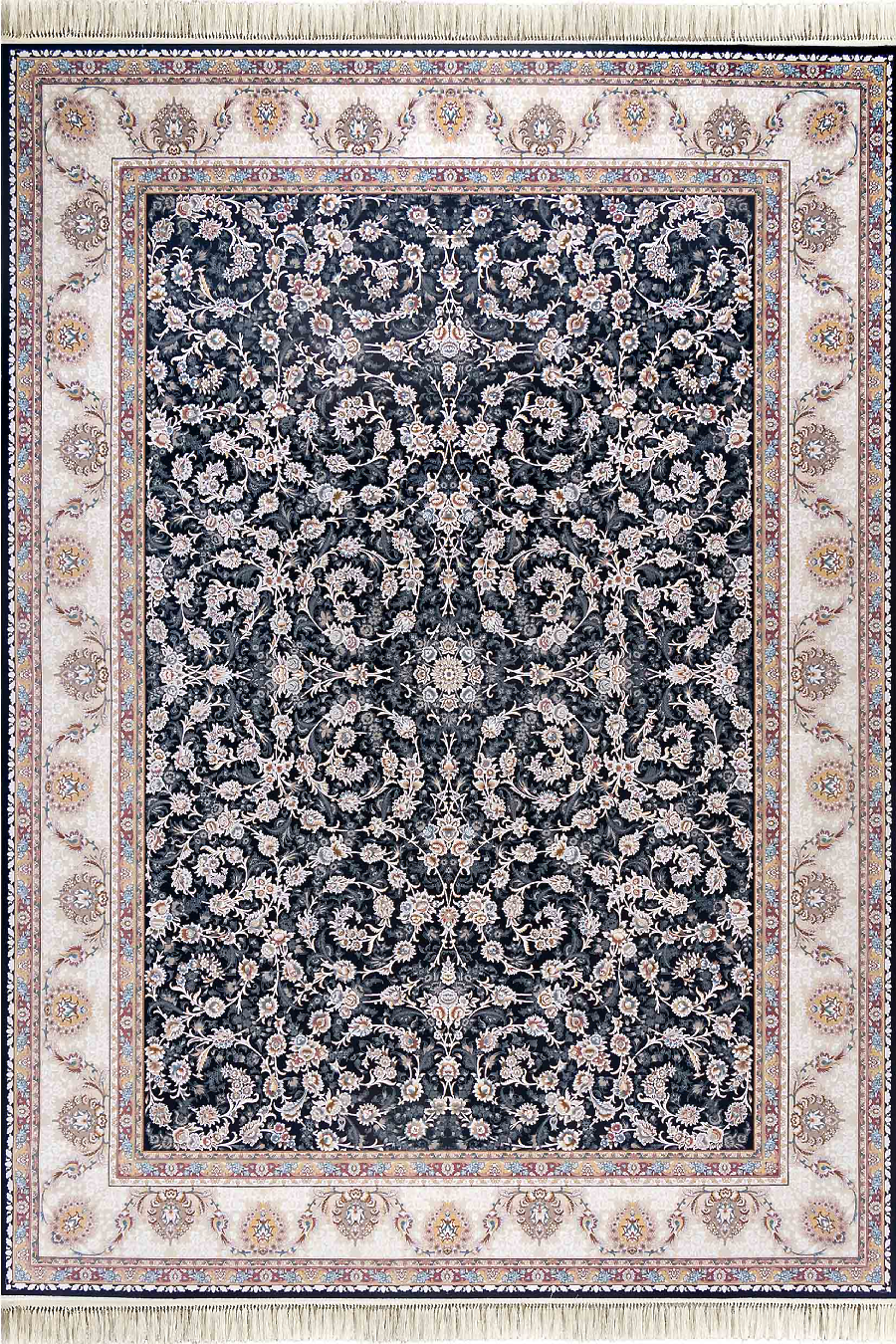 فرش داریوش 1500 شانه کلکسیون مینیاتور کد D1525 زمینه سورمه ای (برجسته)