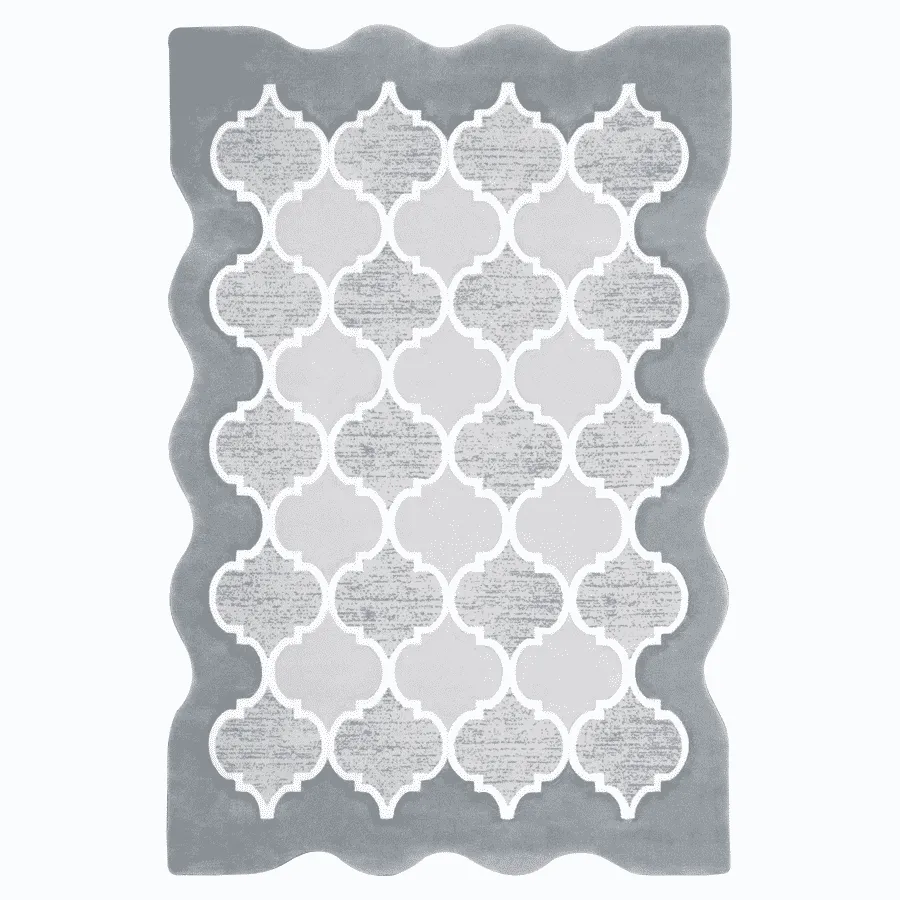 فرش زرباف سه بعدی پرزبلند طرح مراکشی زمینه طوسی (شگی)