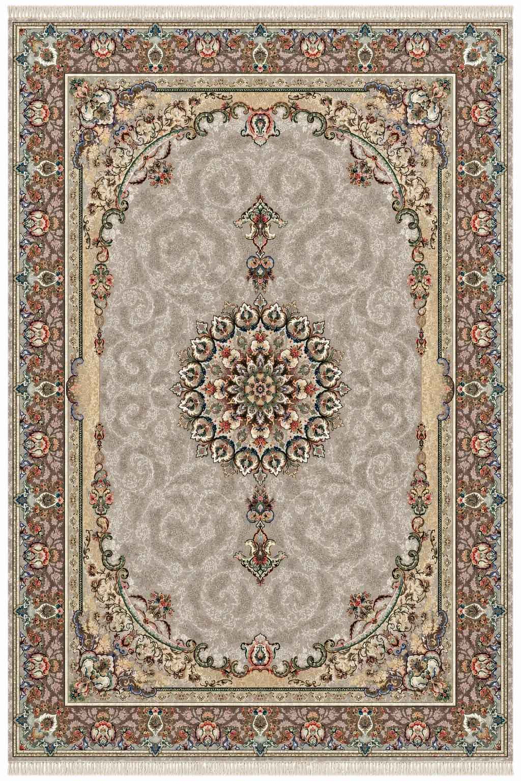 فرش قیطران 1500 شانه طرح عسل کلکسیون فردوس گل برجسته