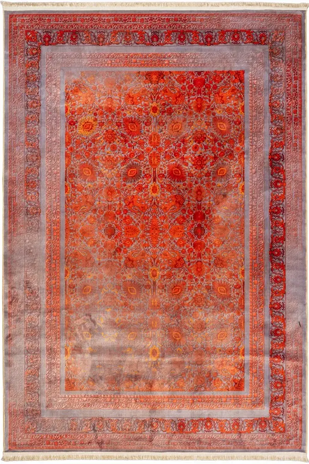 فرش محتشم کهنه نما 1000 شانه کد 900454 زمینه طوسی (غیربرجسته)