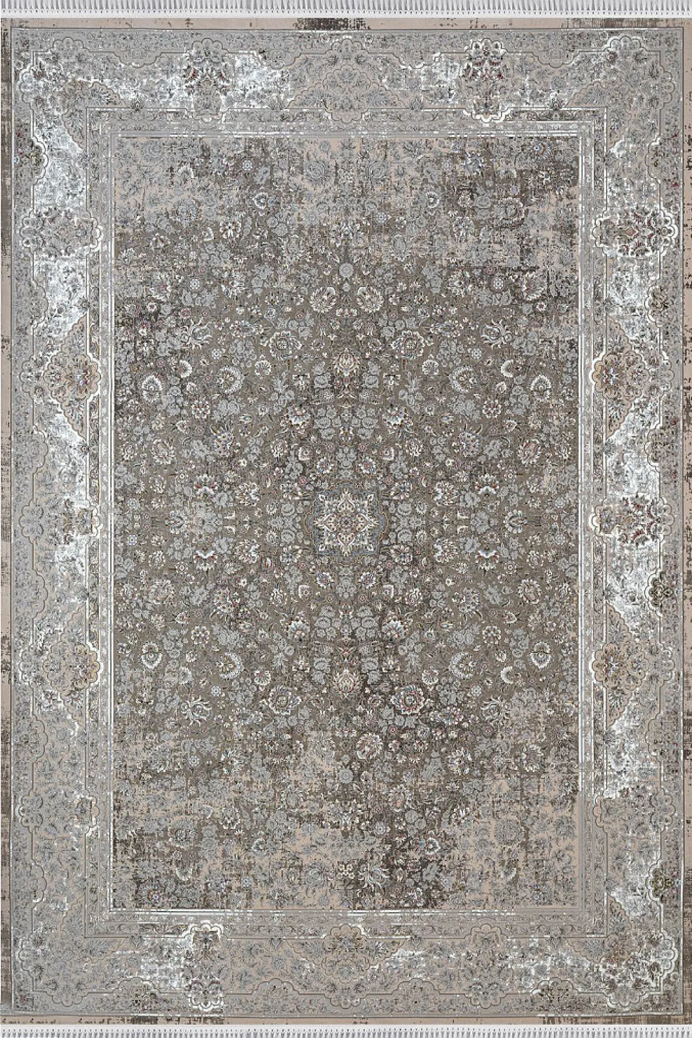 فرش مهدیان 1500 شانه کلکسیون مینیاتور کد 19410 زمینه نقره ای (برجسته)