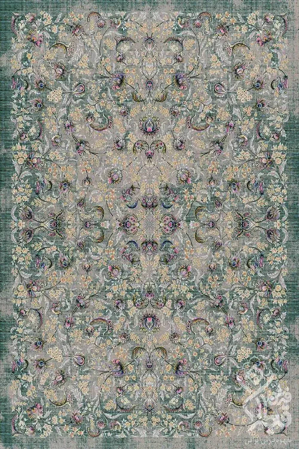 فرش قیطران 1200 شانه کلکسیون نوال طرح هما زمینه کرم (برجسته)