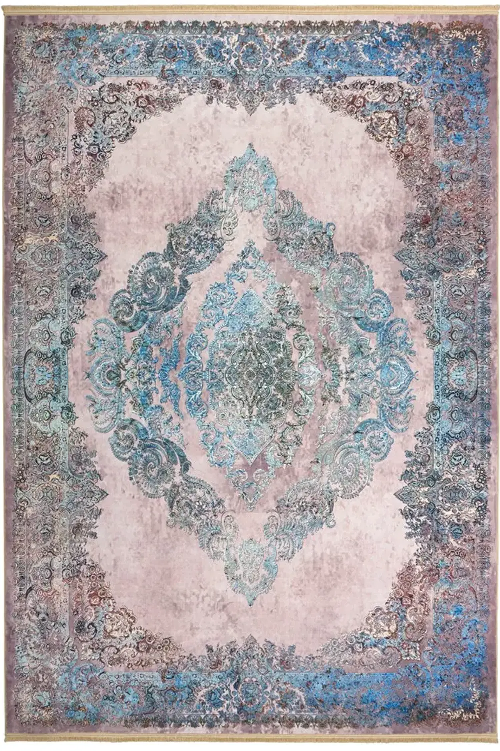 فرش محتشم کهنه نما 1200 شانه کد 300628 زمینه نقره آبی (غیربرجسته)