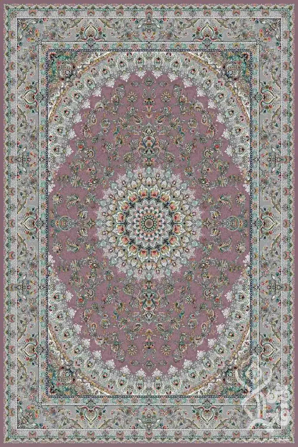 فرش قیطران 1200 شانه کلکسیون پارادایس طرح اکام زمینه متالیک (برجسته)