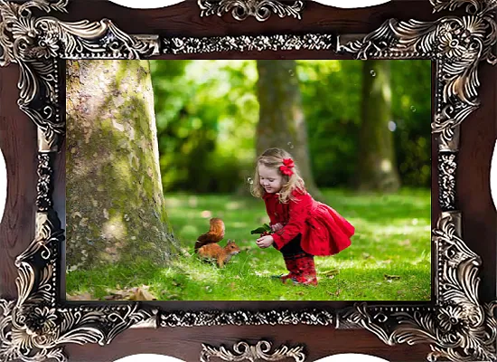 تابلوفرش ماشینی طرح دخترک در جنگل کد 30085 (3 سایز)