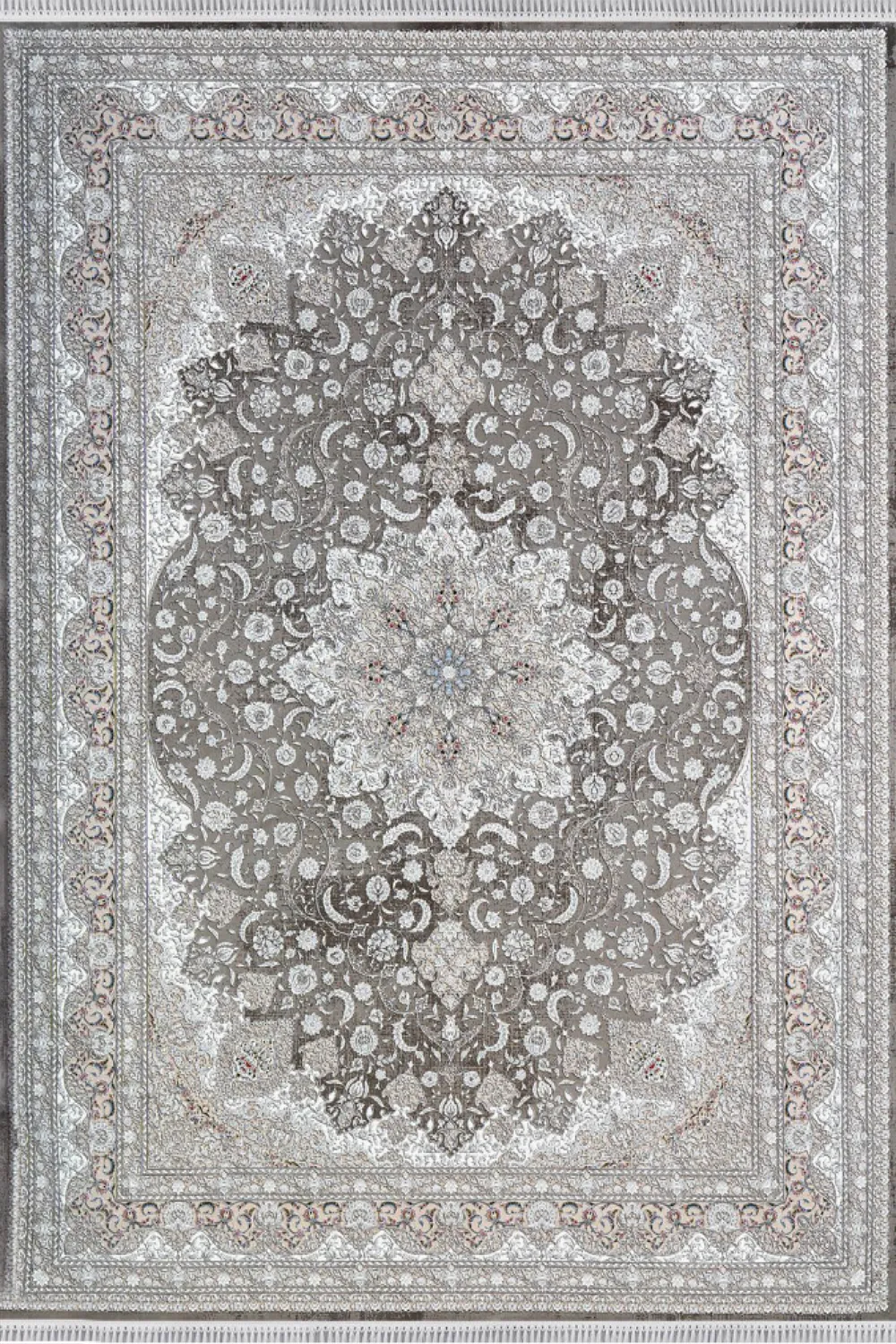 فرش مهدیان 1500 شانه کلکسیون مینیاتور کد 18109 زمینه نقره ای (برجسته)