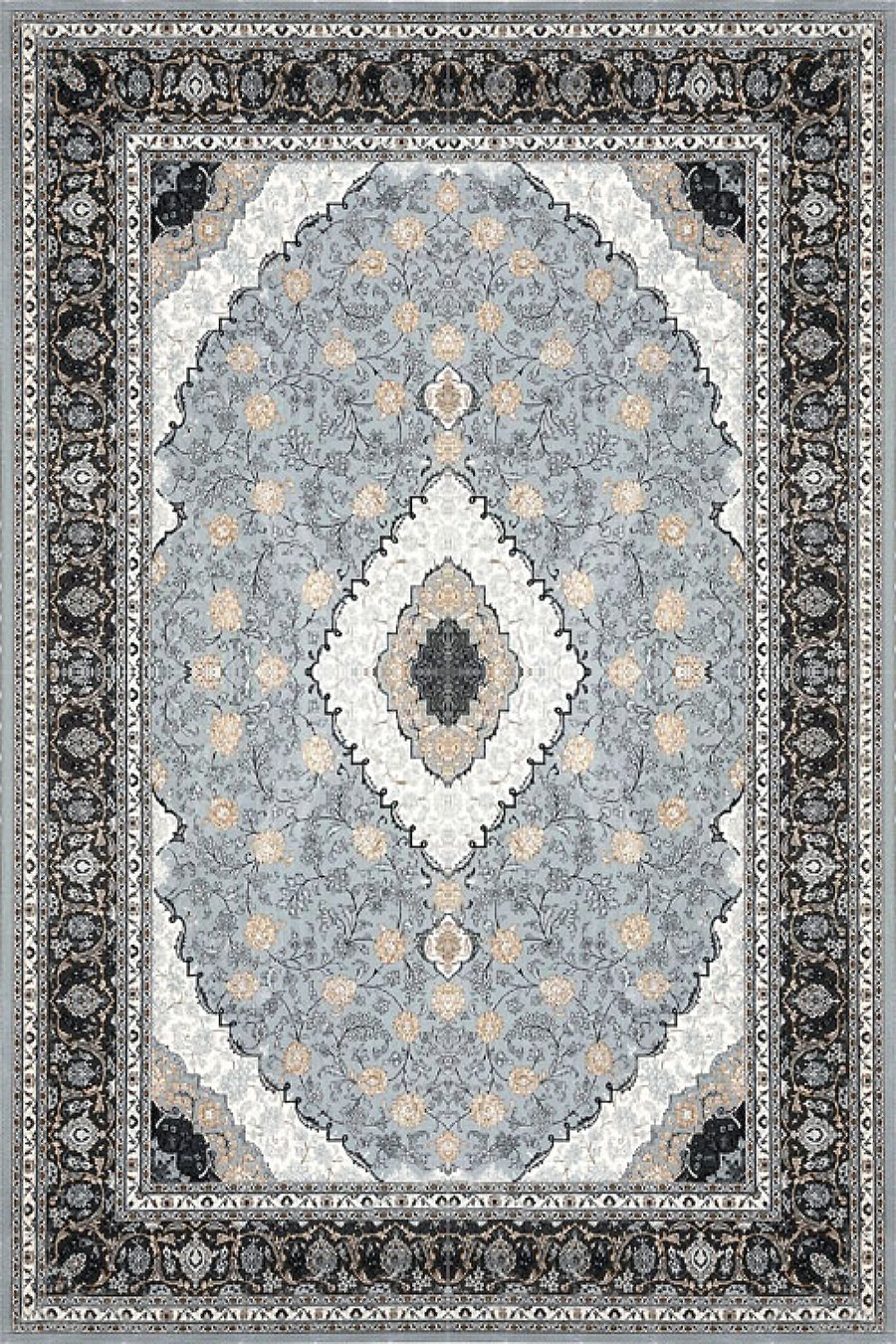 فرش ستاره پانیذ 700 شانه کد 1001 زمینه نقره ای (غیربرجسته)