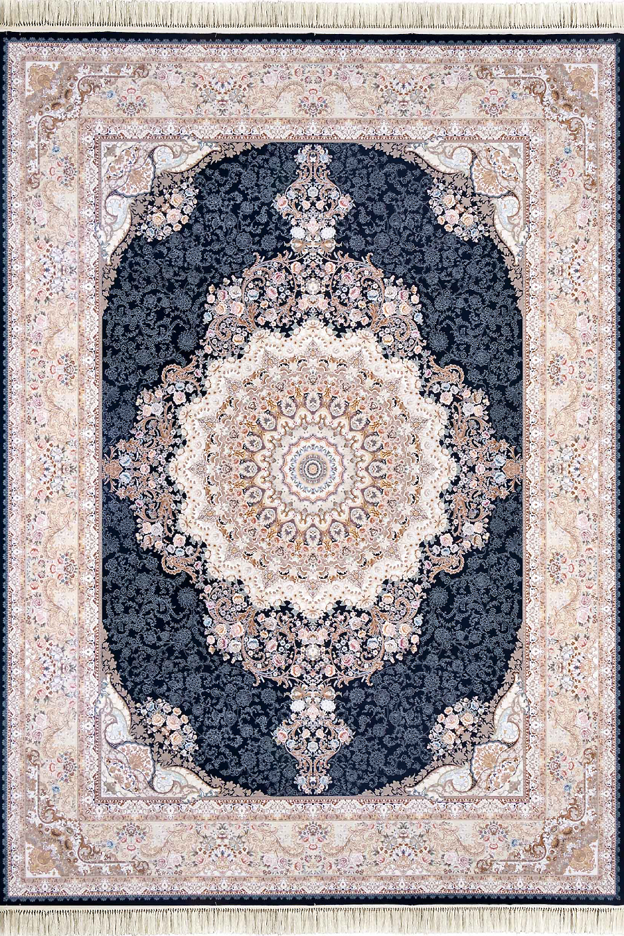 فرش داریوش 1500 شانه کلکسیون مینیاتور کد D1538 زمینه سورمه ای (برجسته)