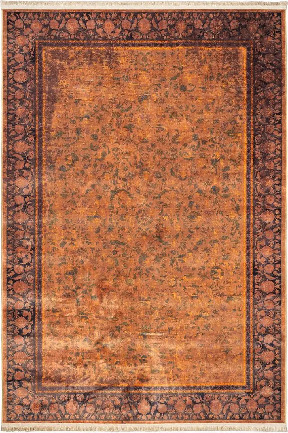 فرش محتشم کهنه نما 1000 شانه کد 900447 زمینه زرد (غیربرجسته)