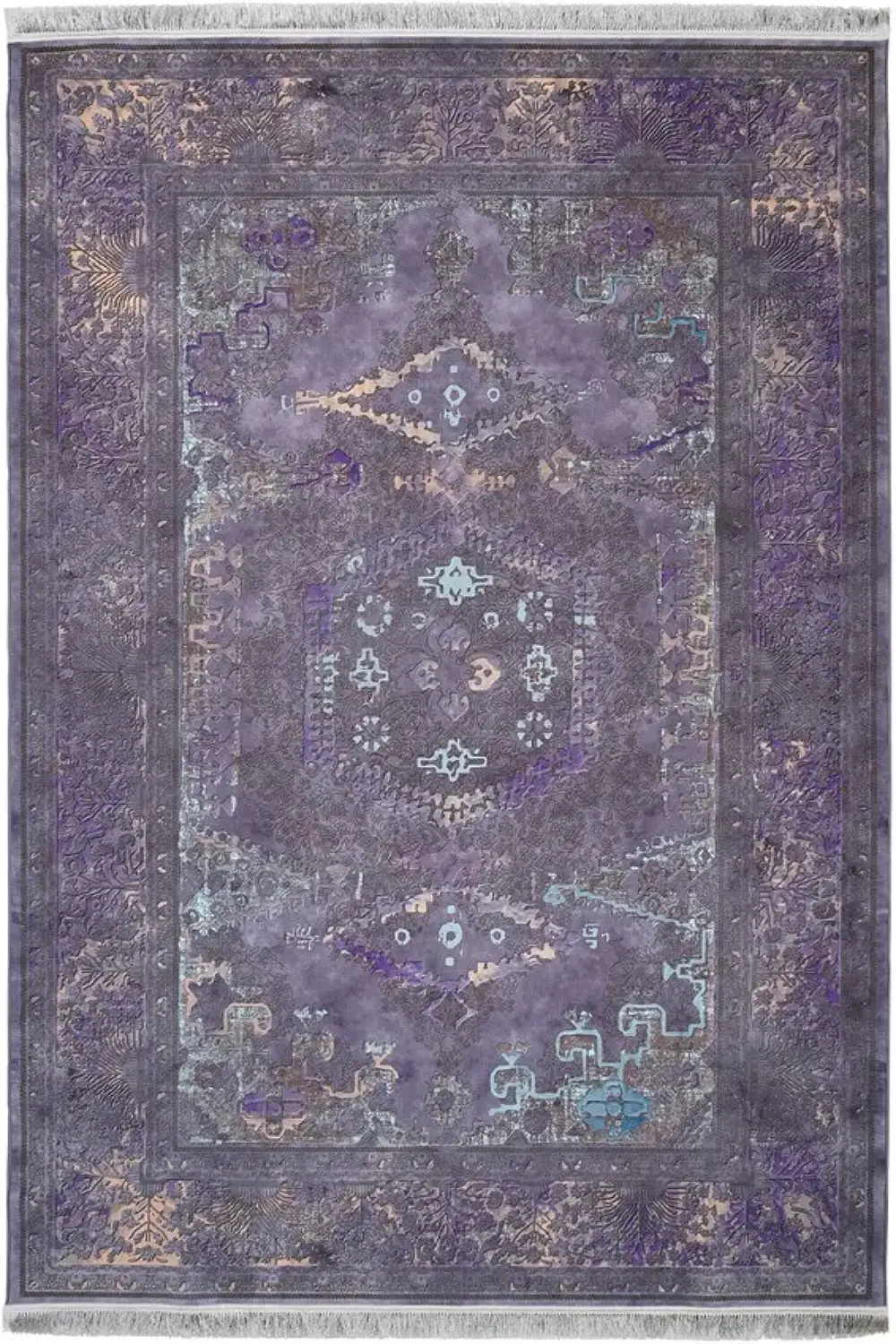 فرش محتشم کهنه نما 1200 شانه کد 300616 زمینه طوسی (غیربرجسته)