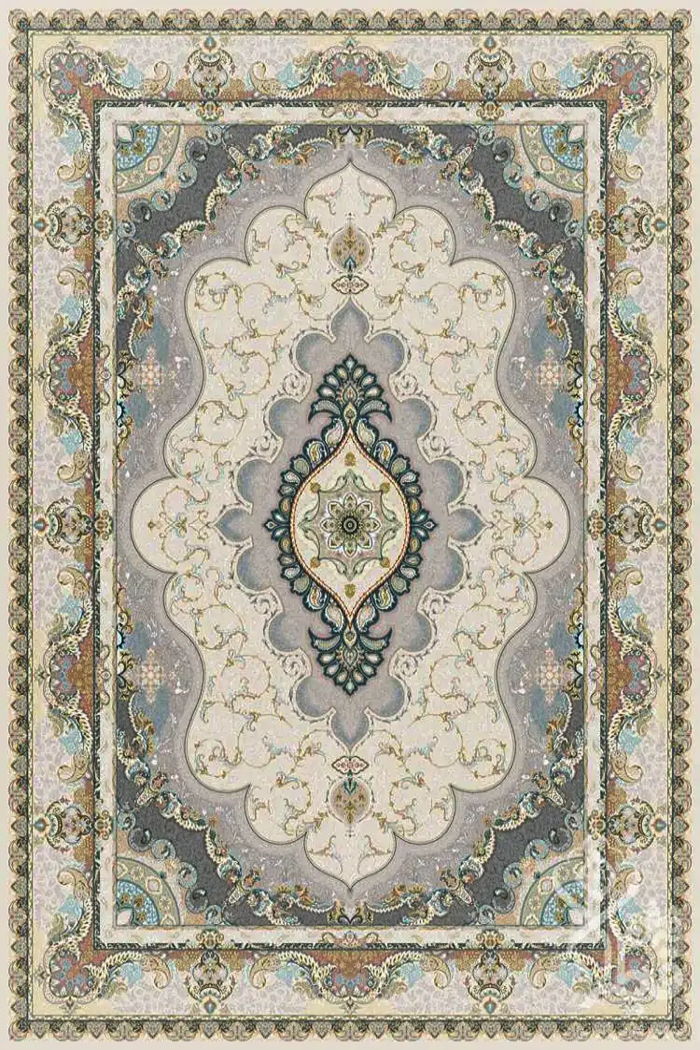 فرش قیطران 1500 شانه کلکسیون 1500 شانه طرح شیفته زمینه کرم (برجسته)