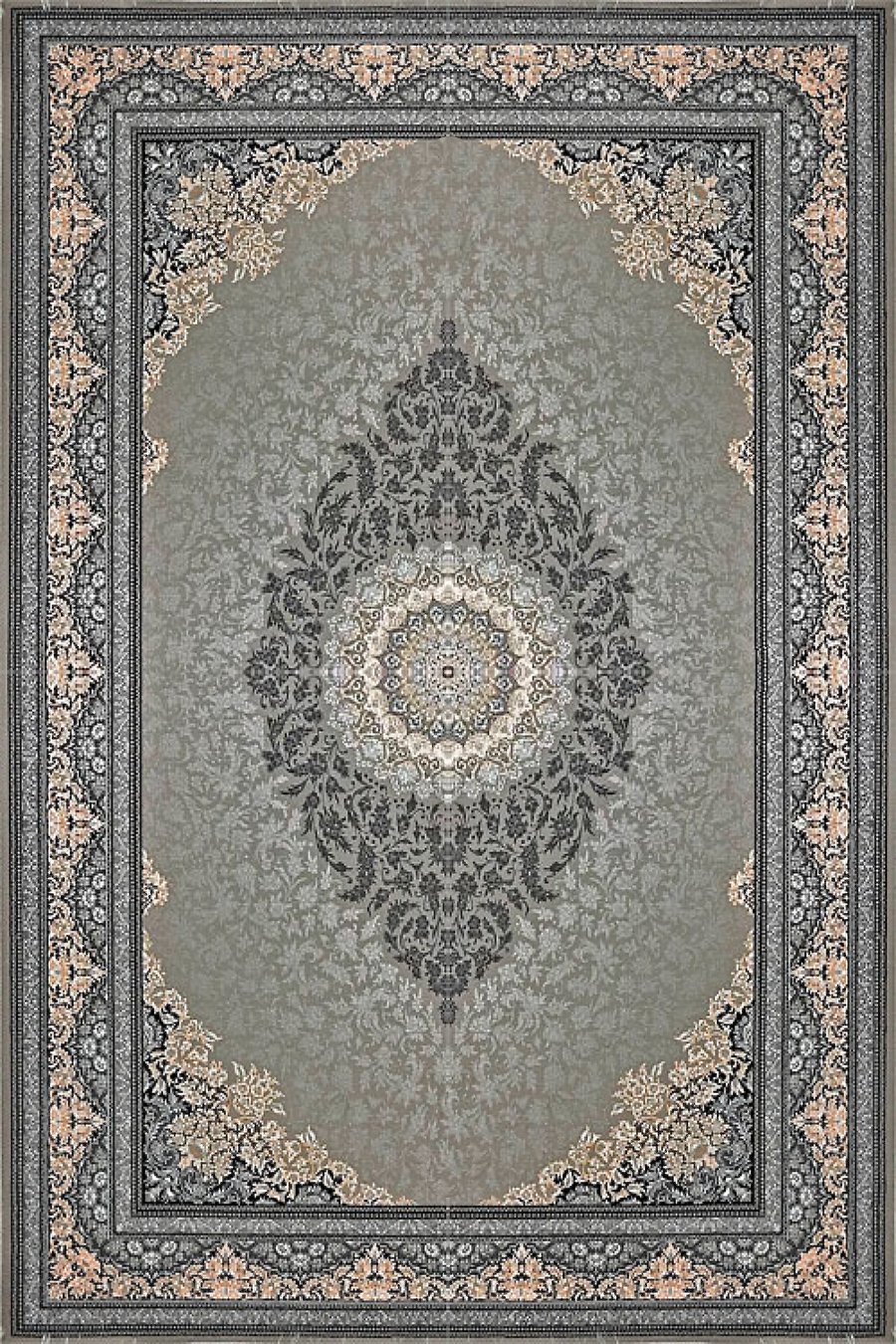 فرش ستاره پانیذ 700 شانه طرح آرمان زمینه نقره ای (غیربرجسته)