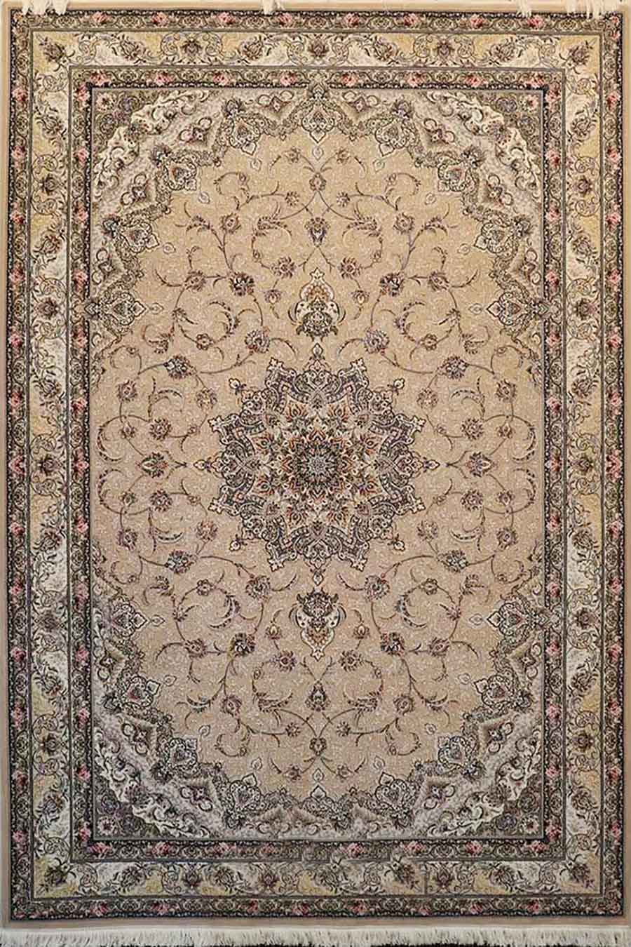 فرش ستاره کویر یزد 1000 شانه کلکسیون عالی قاپو کد HA50 زمینه 3012 (برجسته)