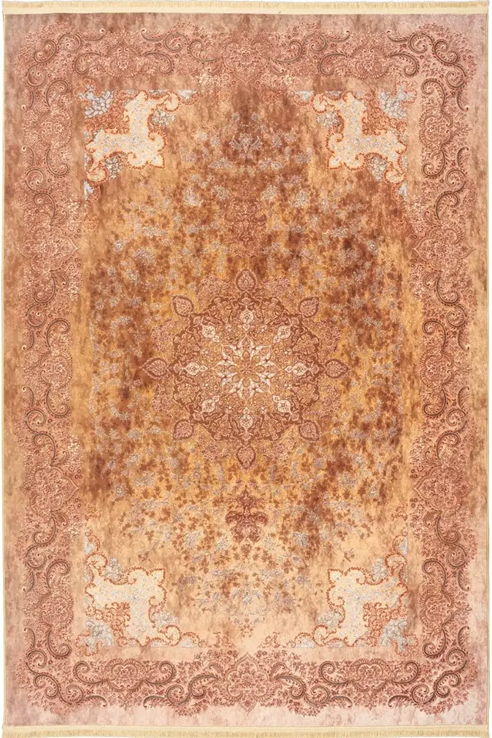 فرش محتشم کهنه نما 1200 شانه کد 300631 زمینه زیتونی (غیربرجسته)