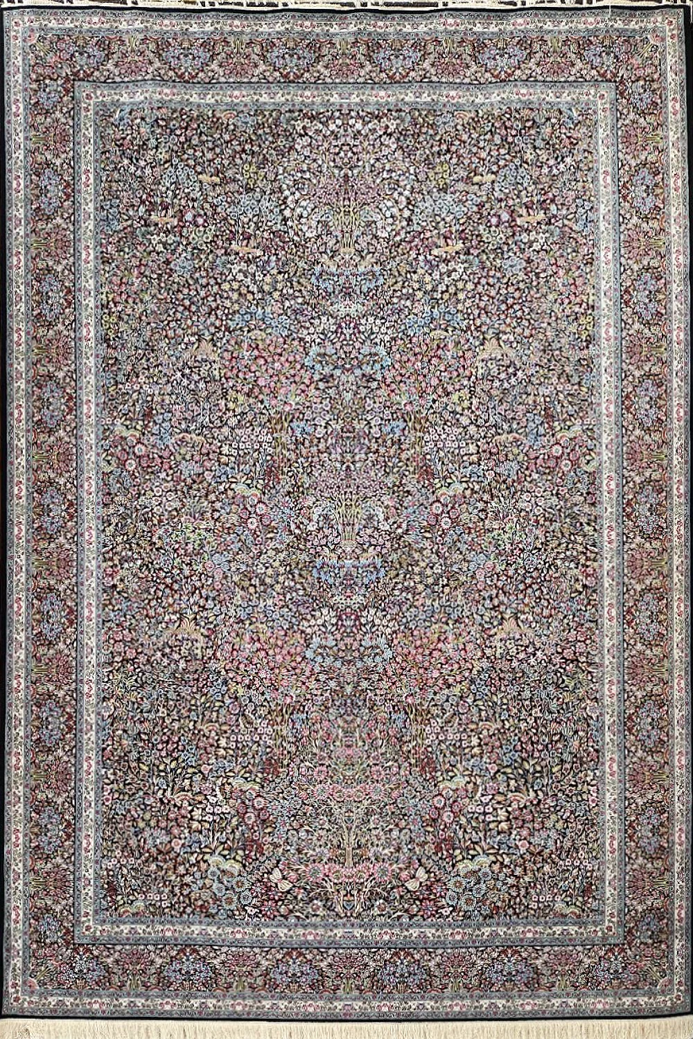 فرش ستاره کویر یزد 500 شانه کلکسیون ایساتیس کد IA زمینه سورمه ای (غیربرجسته)