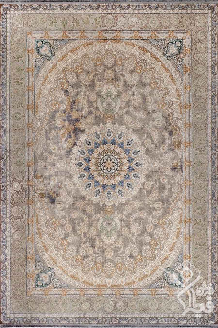 فرش قیطران 1200 شانه کلکسیون افسانه طرح کارناوا زمینه کرم حاشیه بژ